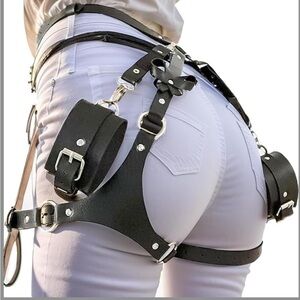 Black Leather Harness Belt